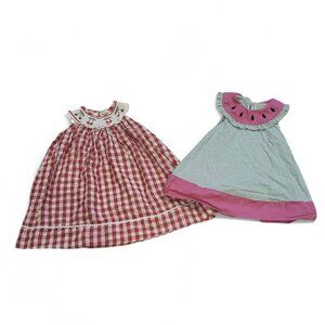 Lil Cactus Gingham Smocked Cherry and Seersucker Watermelon 3T Girls Dresses